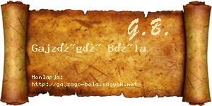 Gajzágó Béla névjegykártya